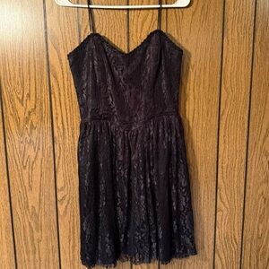 1990s Black Lace Corset Style Mini Dress